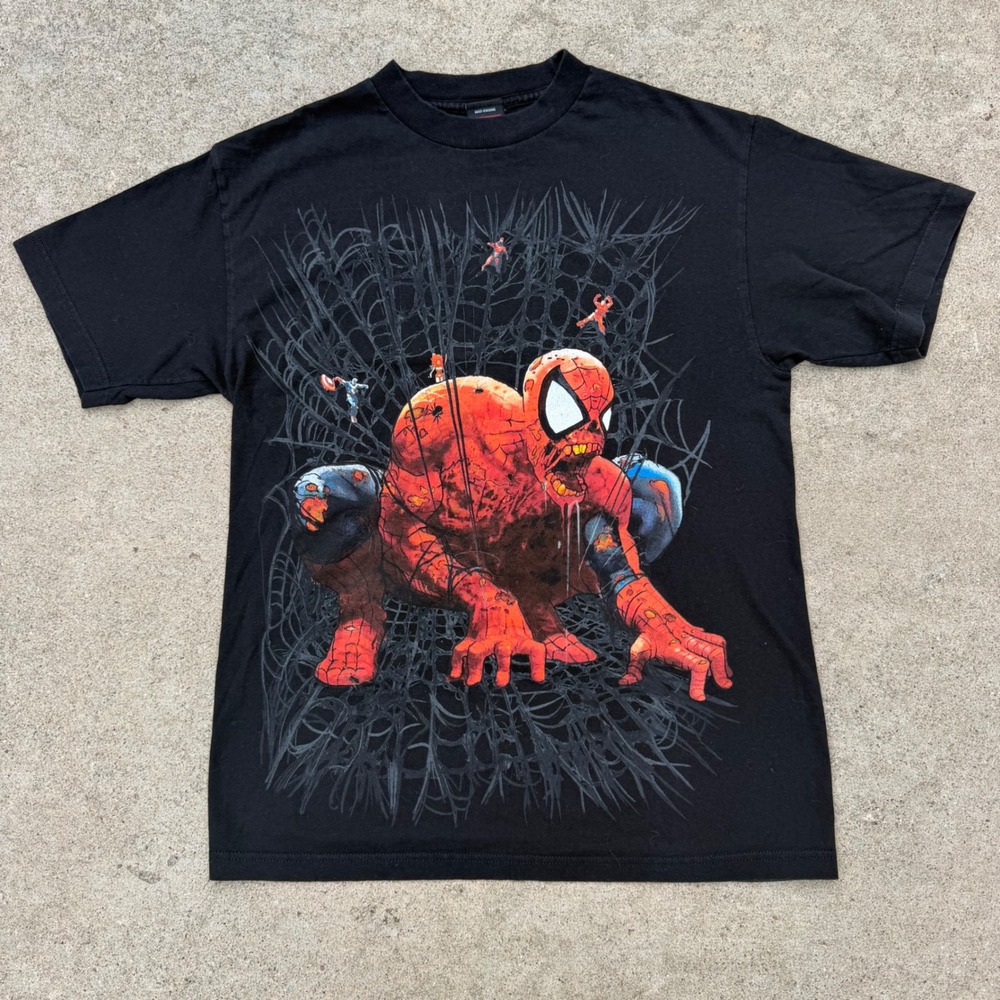 Mad Engine | Marvel Zombie Spider-Man T-Shirt Y2K Vintage Black Mens Medium